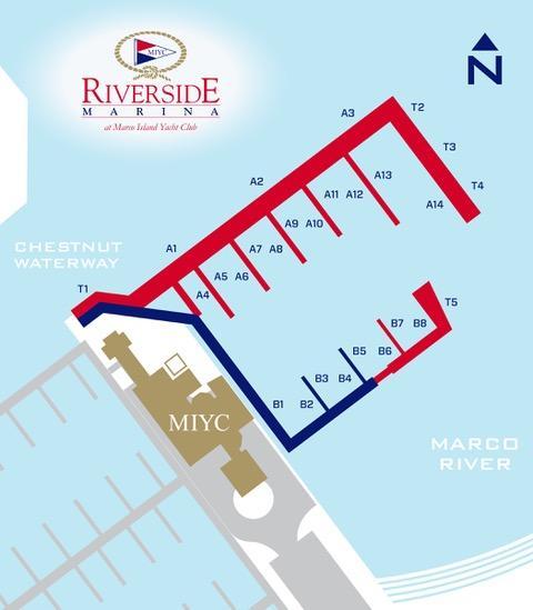 Riverside Marina harbor layout showing slip B-6